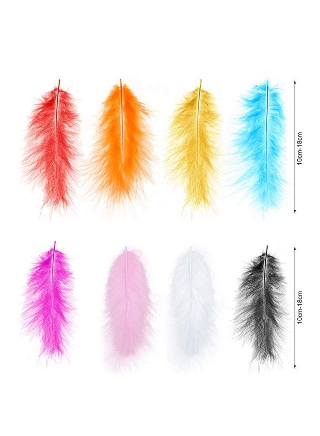 MWOOT 400 Pieces Crafts Art Coloured Feathers, 8 Colors Mini Ostrich Feathers (9-15Cm) For Diy Earrings Making Home Wedding Baby Shower Decorations White Pink Red Yellow Blue Black Orange Rose - Image 1