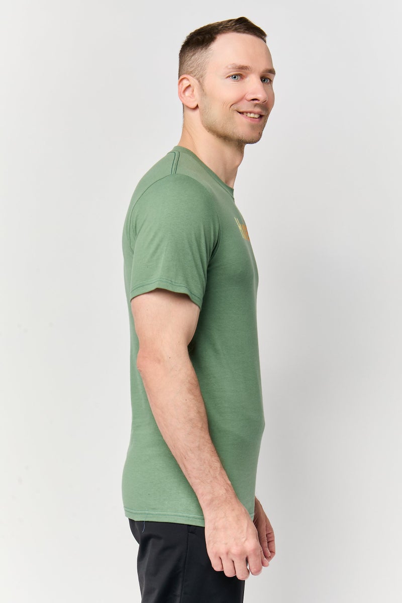 Hurley تي شيرت رياضي للرجال بقصة ضيقة وأكمام قصيرة للأنشطة الخارجية، أخضر - Image 3