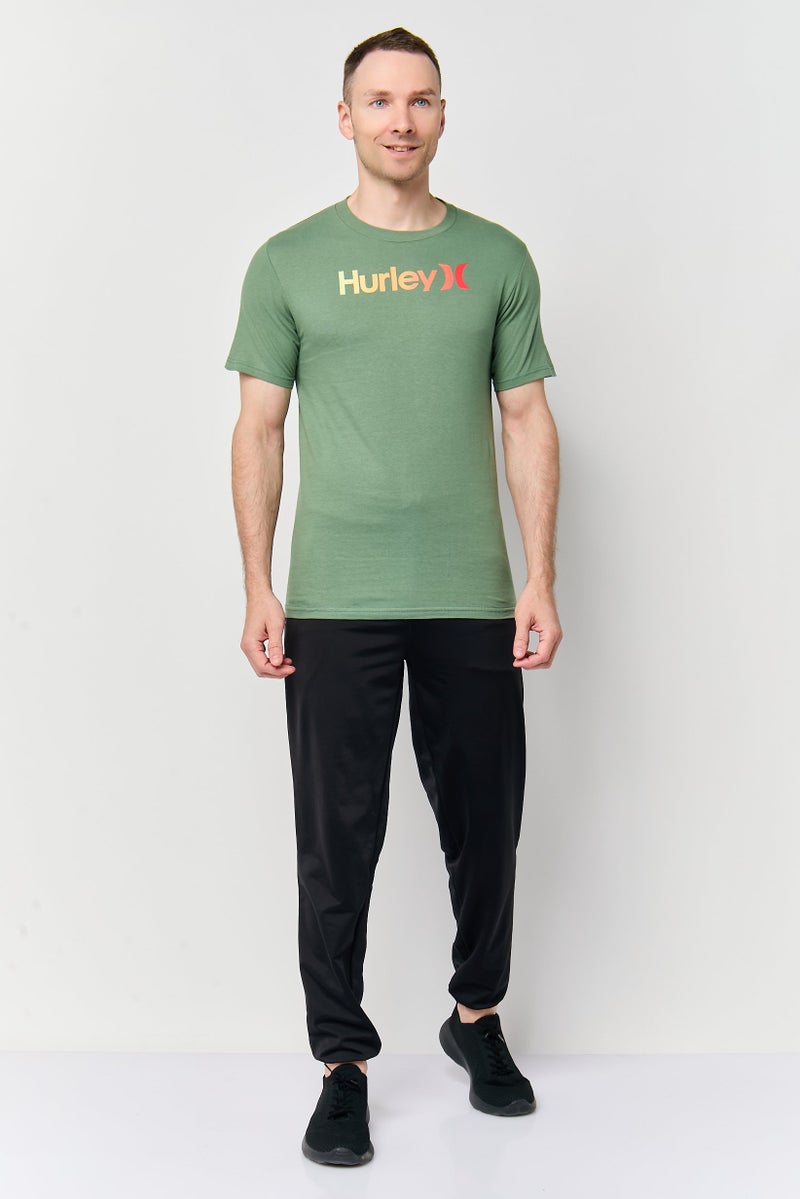 Hurley تي شيرت رياضي للرجال بقصة ضيقة وأكمام قصيرة للأنشطة الخارجية، أخضر - Image 2