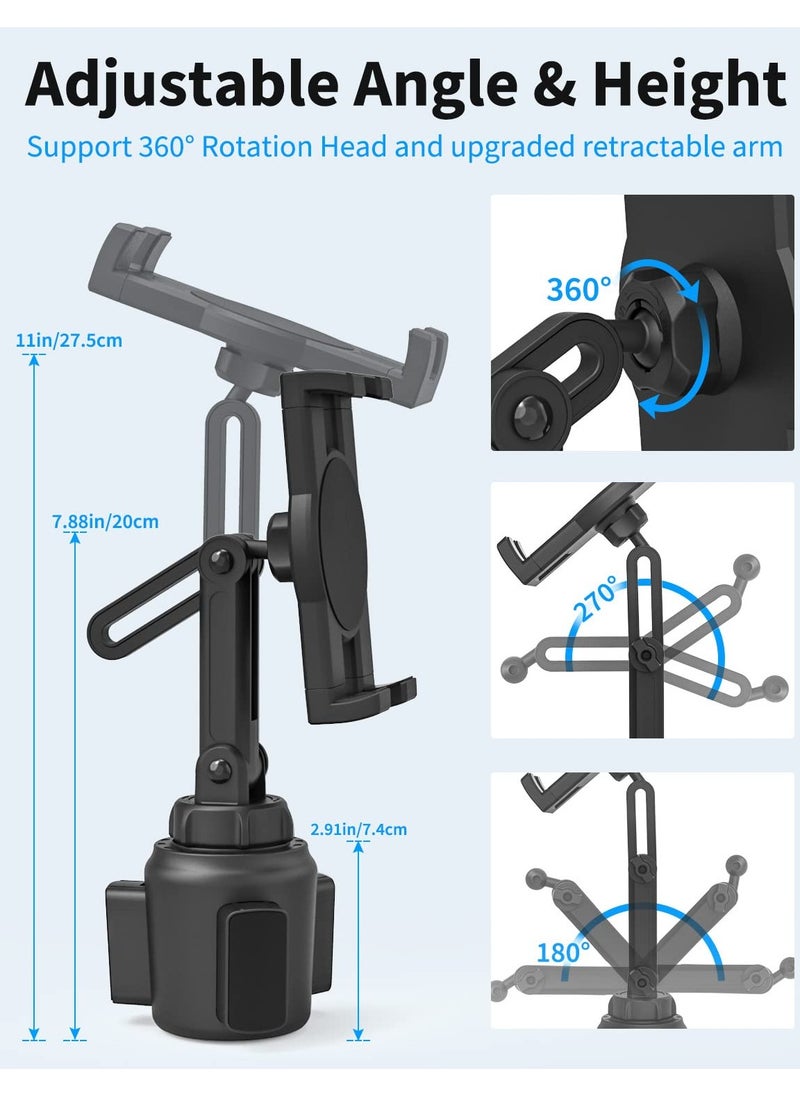 erorex Cup Holder Car Tablet Mount for Truck, Multi Adjustable Cup Mount Tablet Holder, Vehicle Tablet Cup Stand Phone Cradle for iPad Pro Air Mini, Galaxy Tabs, iPhone, 4-13" Tablets and Cellphones  - Image 5