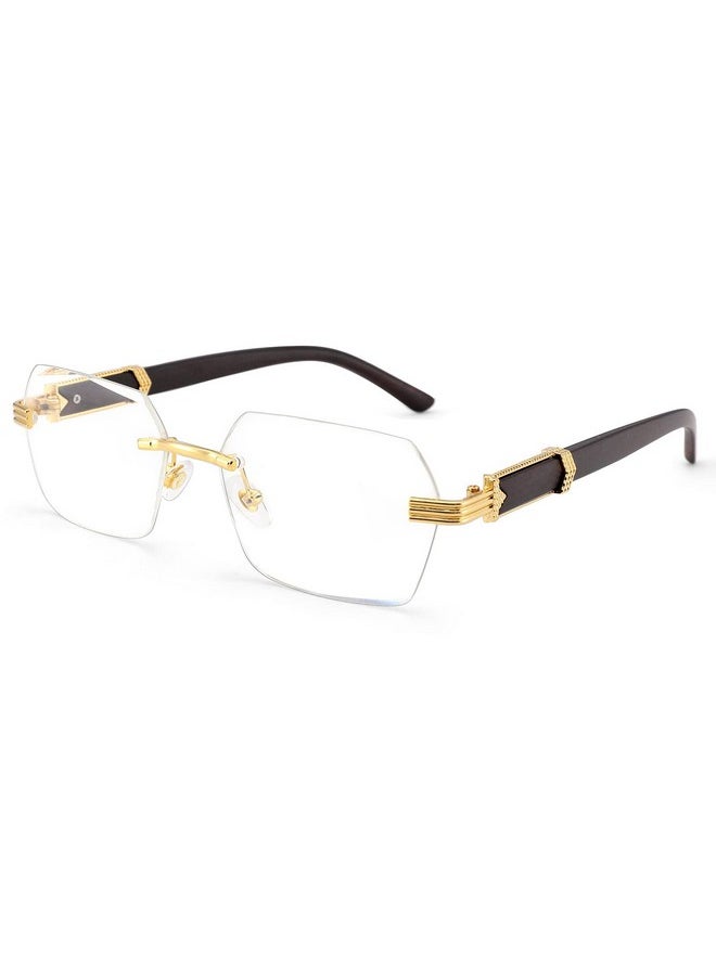 COASION - Fashion Rimless Frameless Sunglasses For Women Men Y2K Retro Sun Glasses Square Tinted Glasses (Gold Transparent) - Image 1