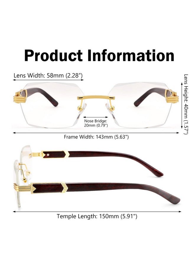 COASION - Fashion Rimless Frameless Sunglasses For Women Men Y2K Retro Sun Glasses Square Tinted Glasses (Gold Transparent) - Image 1