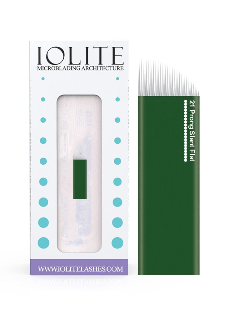 IOLITE Microblading needles 21 Prong Slant Flat Needle spmu needles size 20mm one time use disposable blade Sterile packaged 12pcs - Image 1