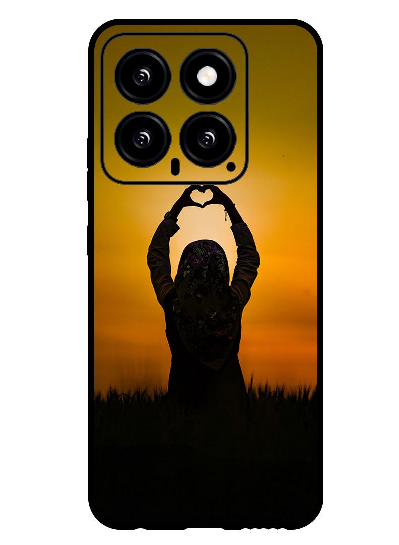 Theodor Protective Case Anti Scratch Shock Proof Bumper Cover For Xiaomi 14 silhouette_heart_sunset - Image 1