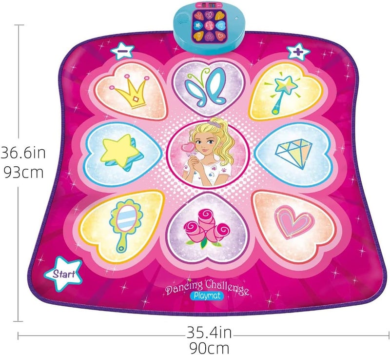 Dance Mat,Dance Mixer Rhythm Step Game Mat,Kids Girls Boys Dance Game Toy Gift, Dance Mat with LED Light, Adjustable Volume, Built-in Music,3 4 5 6 7 8 9 Birthday Gift for Girls (pink) - Image 4
