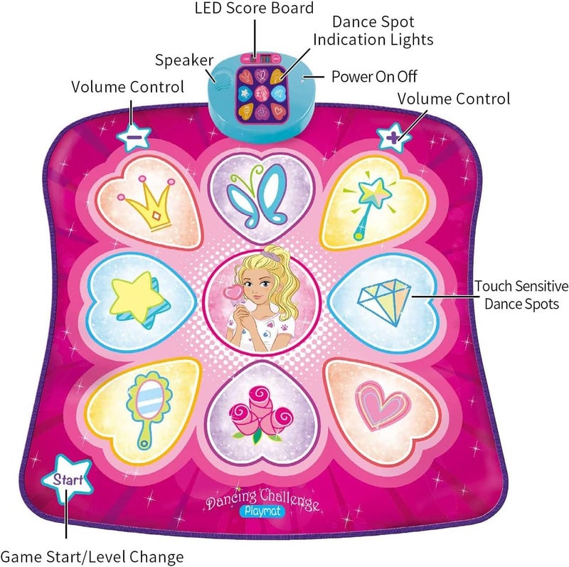 Dance Mat,Dance Mixer Rhythm Step Game Mat,Kids Girls Boys Dance Game Toy Gift, Dance Mat with LED Light, Adjustable Volume, Built-in Music,3 4 5 6 7 8 9 Birthday Gift for Girls (pink) - Image 5