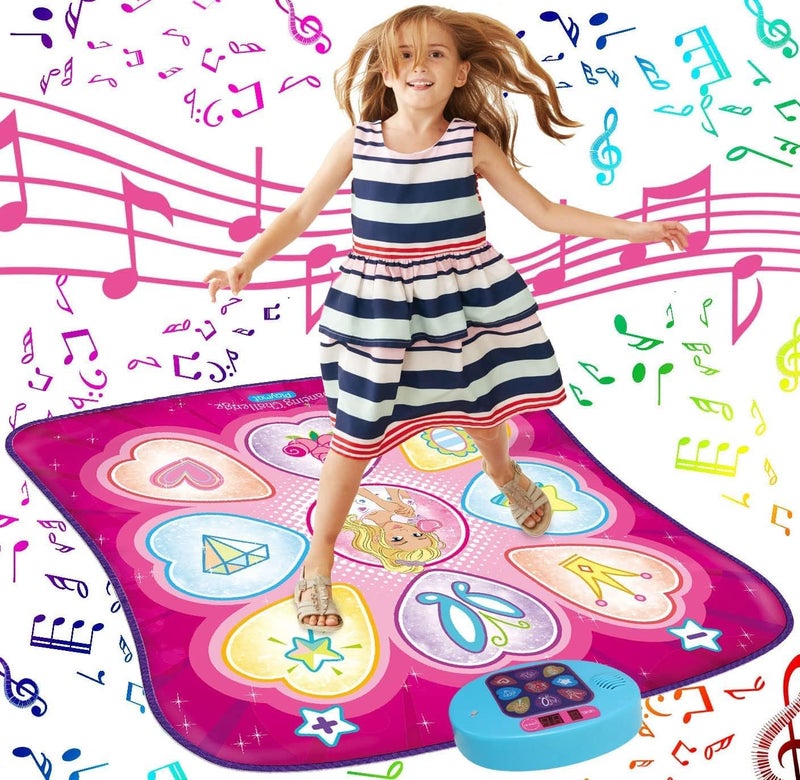 Dance Mat,Dance Mixer Rhythm Step Game Mat,Kids Girls Boys Dance Game Toy Gift, Dance Mat with LED Light, Adjustable Volume, Built-in Music,3 4 5 6 7 8 9 Birthday Gift for Girls (pink) - Image 1