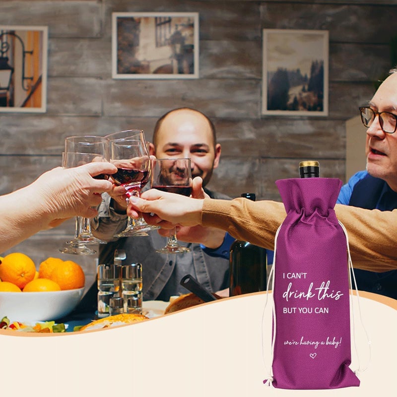 XFW Purple I Cant Drink This But You Can Pregnancy Announcement for Grandparents Aunt Parents New Mom Dad Pregnancy Announcement Wine Bag - Image 4