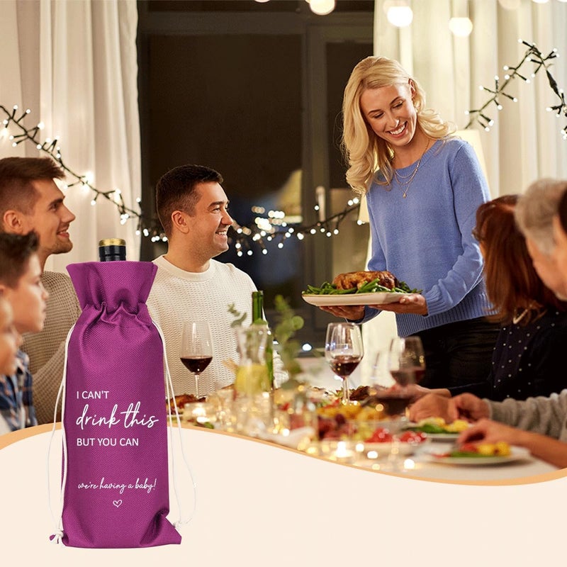 XFW Purple I Cant Drink This But You Can Pregnancy Announcement for Grandparents Aunt Parents New Mom Dad Pregnancy Announcement Wine Bag - Image 2