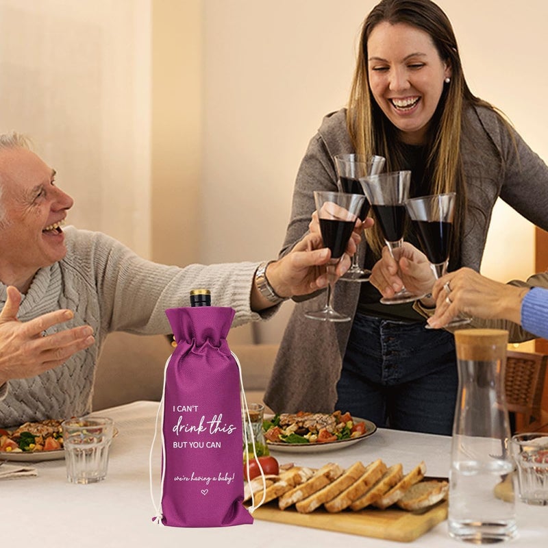 XFW Purple I Cant Drink This But You Can Pregnancy Announcement for Grandparents Aunt Parents New Mom Dad Pregnancy Announcement Wine Bag - Image 3