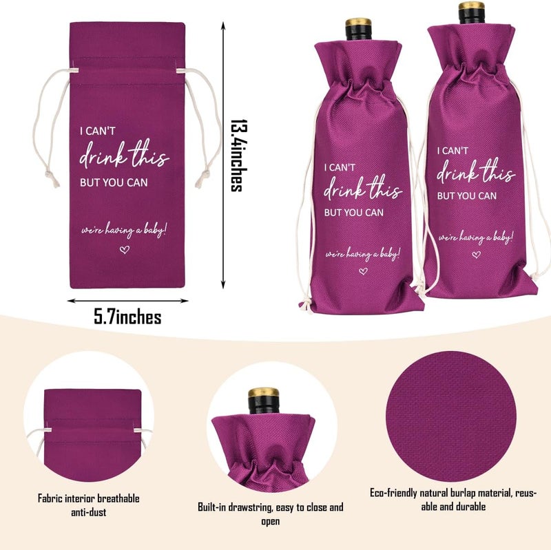 XFW Purple I Cant Drink This But You Can Pregnancy Announcement for Grandparents Aunt Parents New Mom Dad Pregnancy Announcement Wine Bag - Image 1
