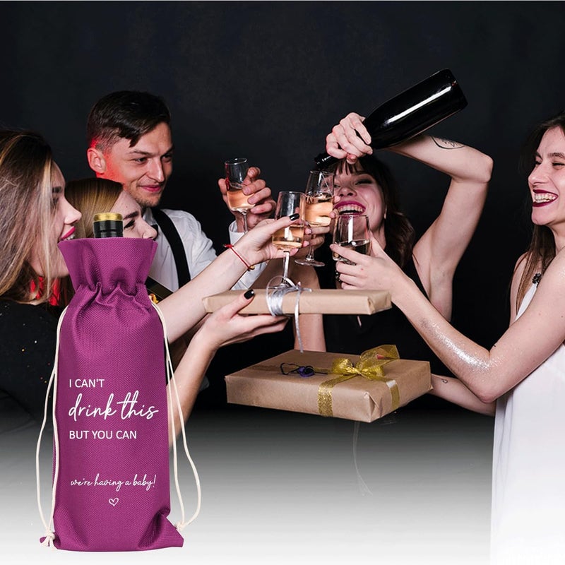 XFW Purple I Cant Drink This But You Can Pregnancy Announcement for Grandparents Aunt Parents New Mom Dad Pregnancy Announcement Wine Bag - Image 5