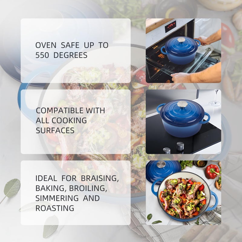 Alathote 3 Quart Enameled Cast Iron Dutch Oven Pot With Lid Oven Safe Up To 550 F & Dishwasher Safe Sturdy Dutch Oven Cookware - Image 4