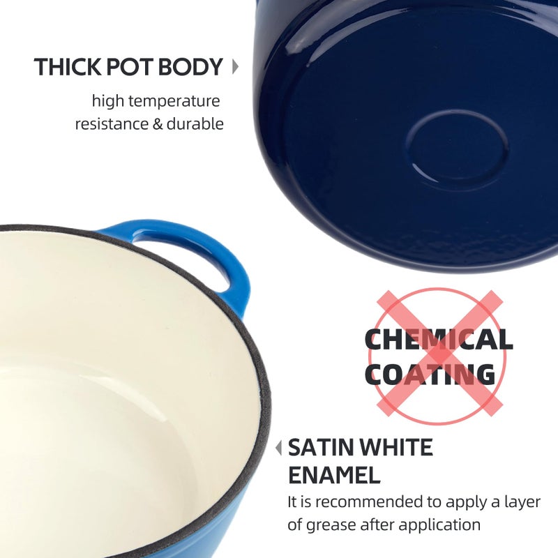 Alathote 3 Quart Enameled Cast Iron Dutch Oven Pot With Lid Oven Safe Up To 550 F & Dishwasher Safe Sturdy Dutch Oven Cookware - Image 3