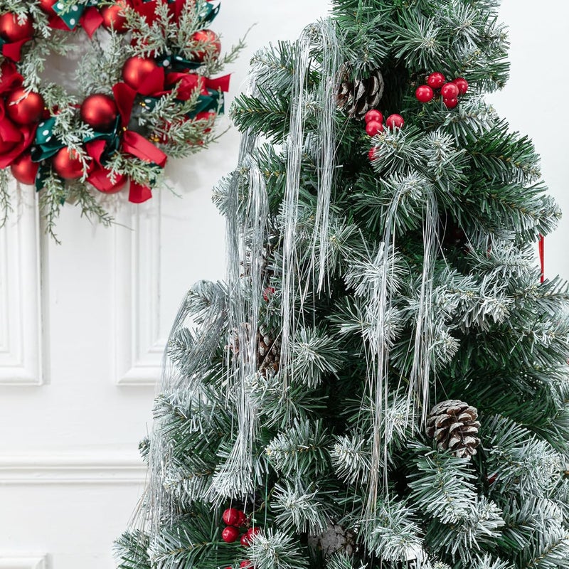 Gloreyan 10000 Strands Christmas Tinsel Icicles Silver Metallic Tinsel Foil Fringe Icicles Christmas Tree Tinsel Decoration for Christmas Birthday Wedding Party Hanging Decoration - Image 5
