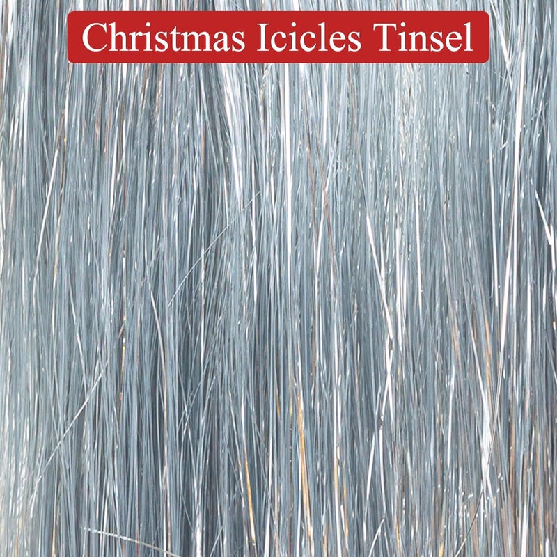 Gloreyan 10000 Strands Christmas Tinsel Icicles Silver Metallic Tinsel Foil Fringe Icicles Christmas Tree Tinsel Decoration for Christmas Birthday Wedding Party Hanging Decoration - Image 3