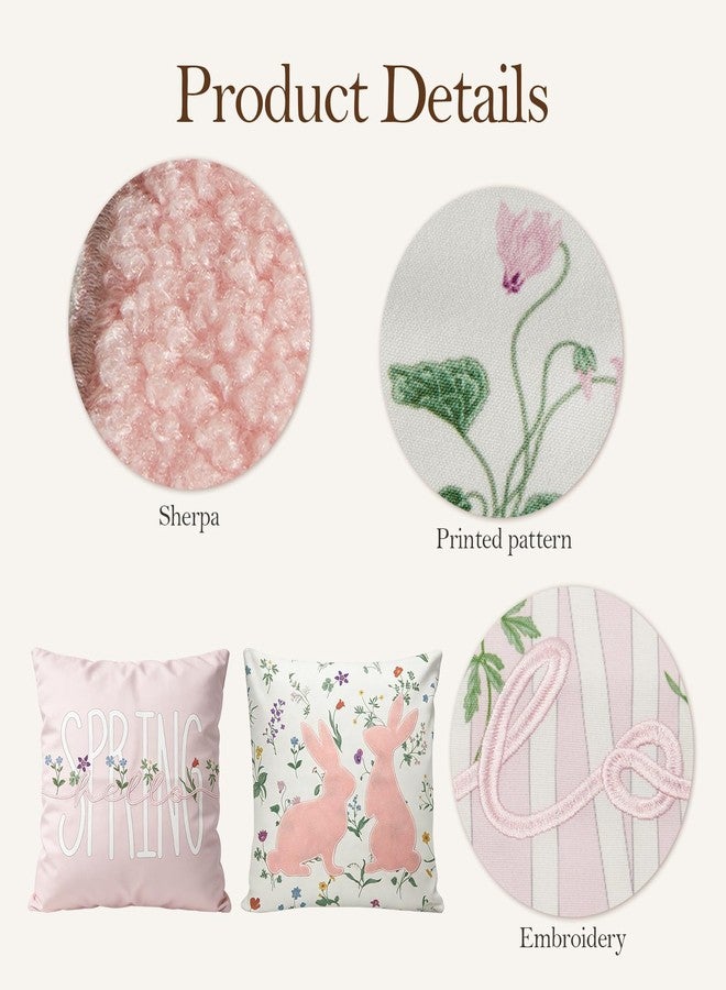 DN DECONATION Easter Pillow Covers 18x18 Inch Set of 4, Spring & Bunny Pillowcase Sofa Throw Pillow Covers for Couch Bed, Decorative Pillow Covers for Living Room Spring Decor Farmhouse Bed Easter Decorations - Image 4