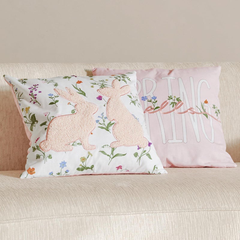 DN DECONATION Easter Pillow Covers 18x18 Inch Set of 4, Spring & Bunny Pillowcase Sofa Throw Pillow Covers for Couch Bed, Decorative Pillow Covers for Living Room Spring Decor Farmhouse Bed Easter Decorations - Image 1