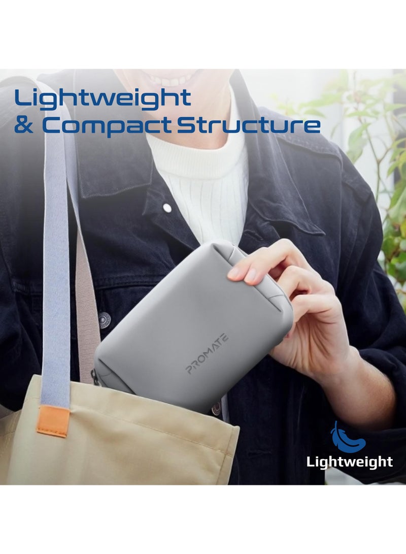 PROMATE Promate Mini Tech Organizer Pouch with Multiple Compartments, Durable Waterproof PU Material, Lightweight Compact Design  - Image 4