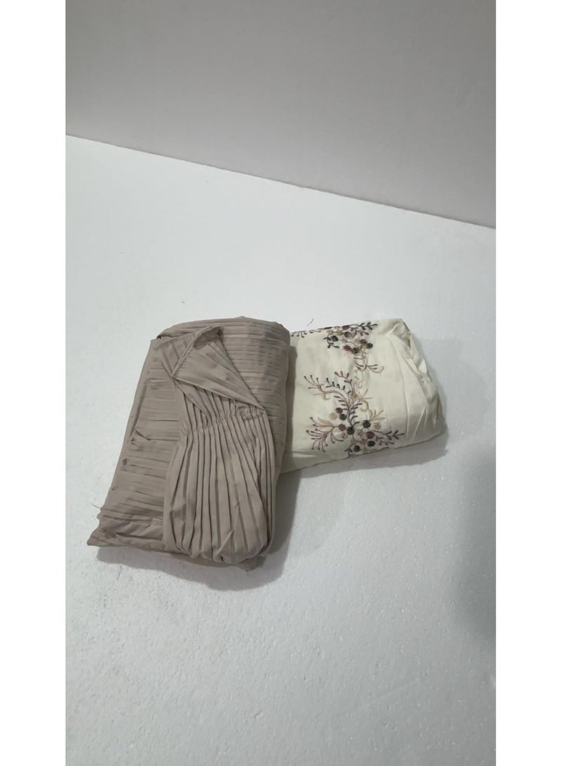 1 Soft, comfortable, and embroidered cotton prayer garment + 1 pleated prayer garment; includes a headscarf, offers full-body coverage, and features a loose, one-size-fits-all design suitable for all body types.