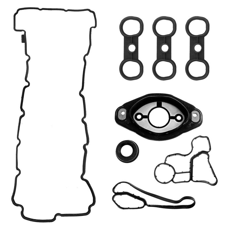 Valve Cover Gasket Set Fit for BMW N52 E60 E82 E88 E90 E91 E92 E93 X3 X5 Z4 30L Engine Oil Filter Cooler Adapter Housing Gasket Camshaft Adjuster Eccentric Shaft Actuator Seal for 11127552280