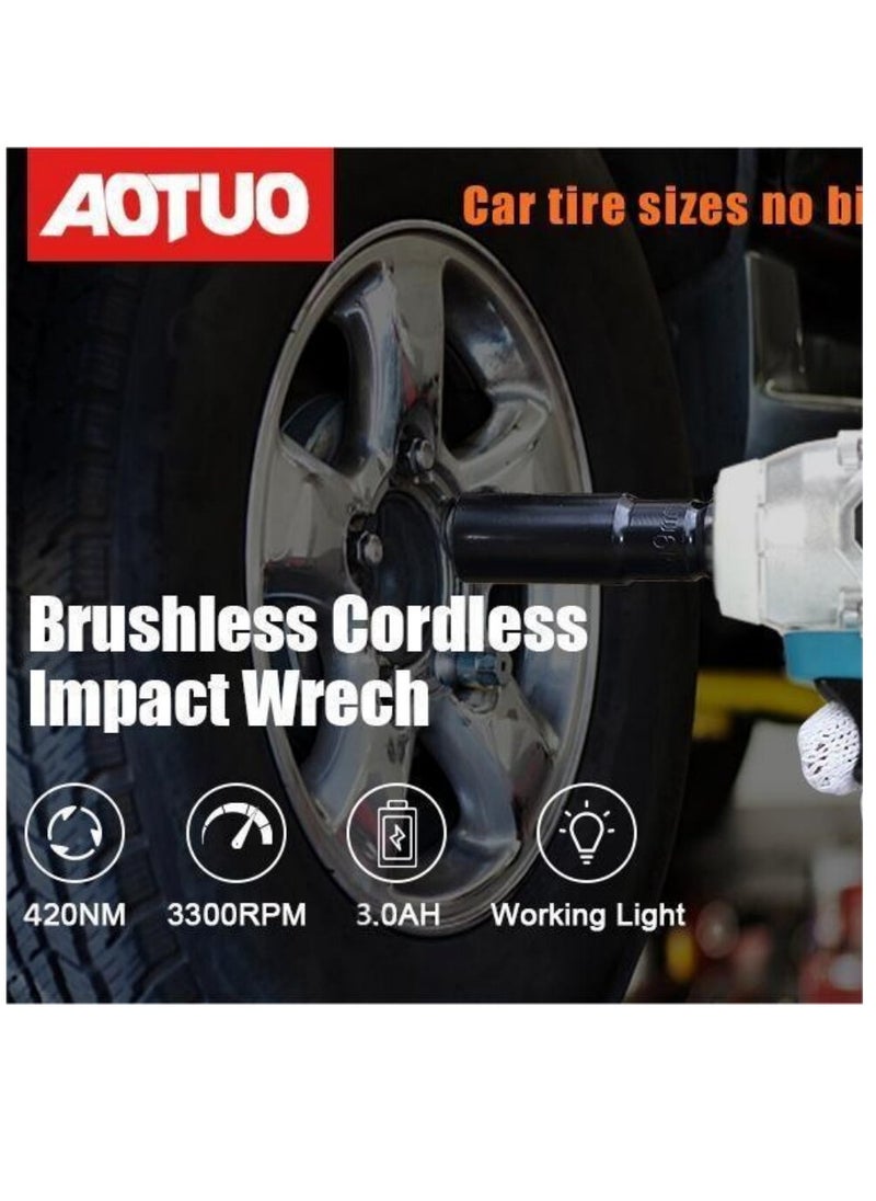 AOTUO - The Key To Power! AOTUO Power Tools, 98V Brushless Lithium-ion Impact Wrench Set, High Torque Performance, Multi-Functional Accessories, Instantly Improve Your Work Efficiency - Image 1