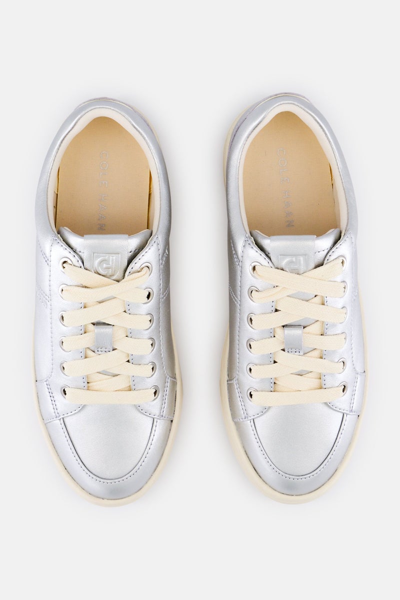 COLE HAAN Women Medium Gp Max Platform Snkr Lace Up Sneaker, Sliver - Image 3