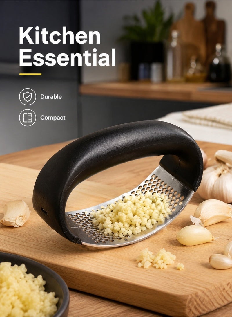 Leoxol Stainless Steel Garlic Press | Rocker Garlic Crusher With Black Handle | Manual Garlic Mincer Tool For Ginger Garlic Kitchen Prep - Image 4