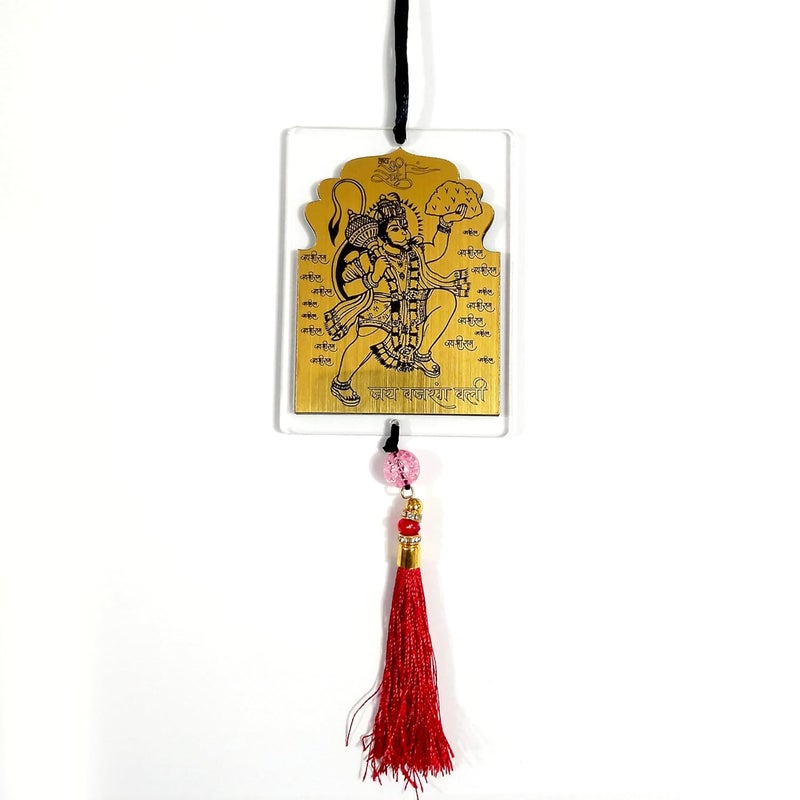 F Studio زخرفة سيارة مزدوجة الجوانب من ف ستوديو لورد هانومان محفورة بالليزر لتعليق مرآة الرؤية الخلفية (شفاف وذهبي) - Image 2