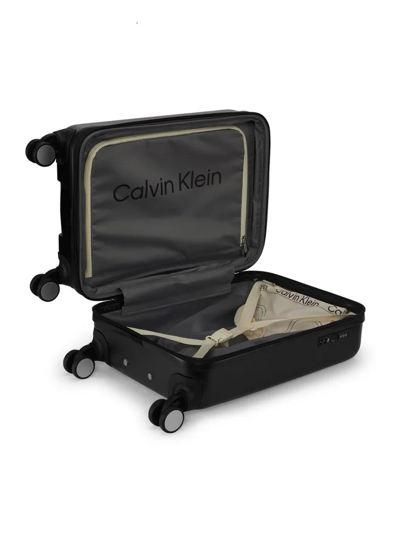 CALVIN KLEIN Black Calvin Klein In Stereo Hardside Luggage on Wheels for Unisex | Ultra Lightweight ABS with 4 Spinner Wheels|Color Black  | Best Price UAE