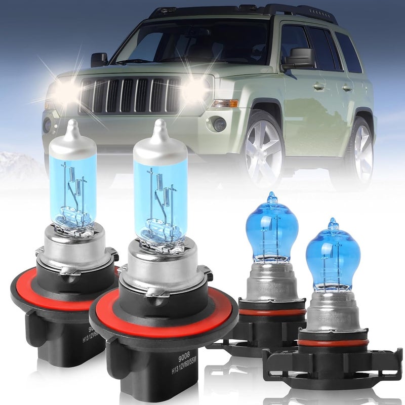 NSDXCT High Performance Halogen Headlight Bulbs 9008/H13 + 5202 Fog Light Combo for Jeep Patriot 2010-2017 - Image 1