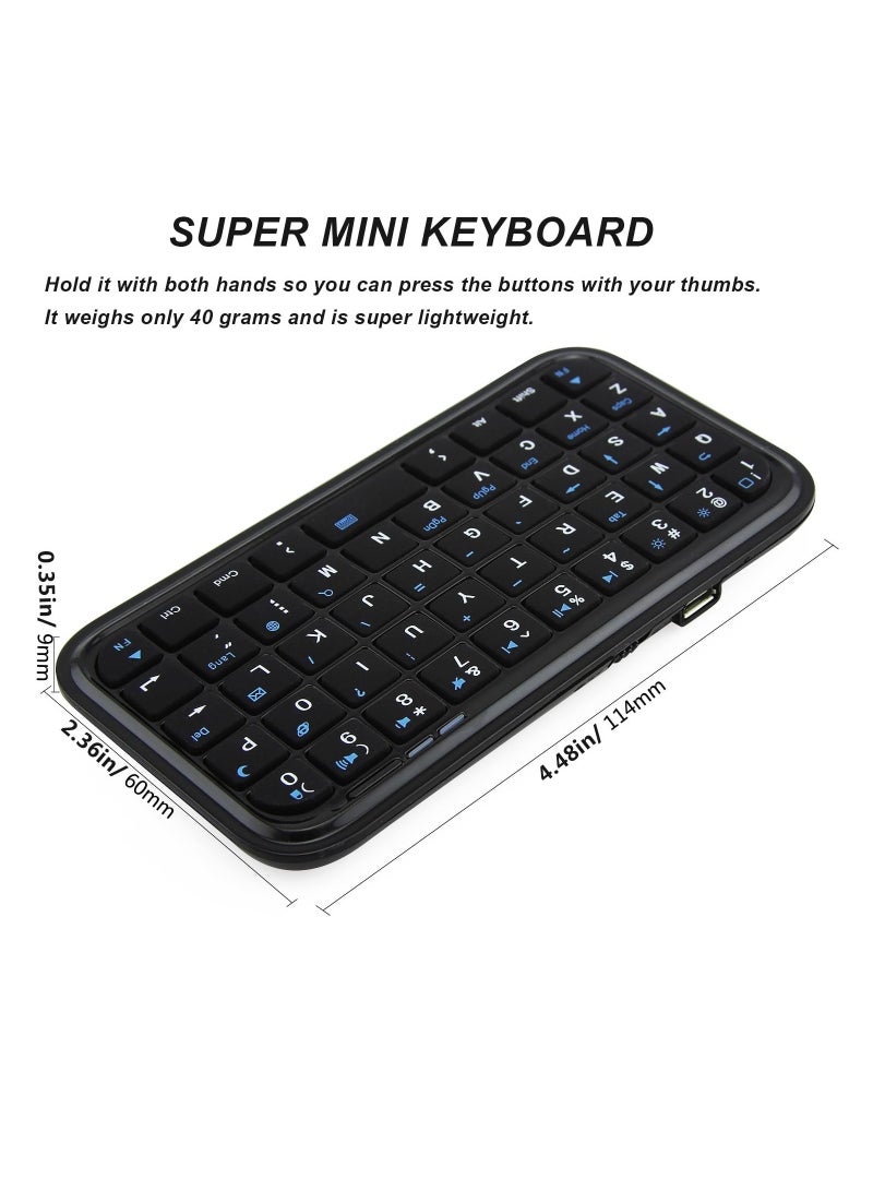 Wireless Keyboard Super Mini, Rechargeable Cordless Bluetooth Keybaord, Silent Compact Small Pocket Travel Keypad, Portable Slim Wireless Keyboard, for Computer Laptop PC Notebook Tablets Smartphones