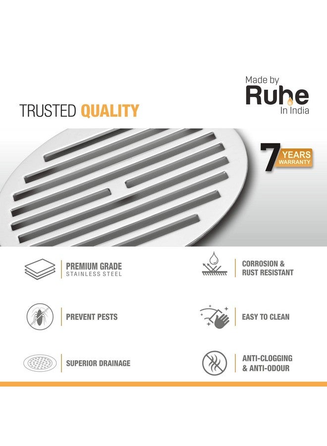 روهي مجموعة من 1 من أحواض تصريف الأرضية الدائرية الكلاسيكية من Ruhe® | أحواض تصريف أرضية من الفولاذ المقاوم للصدأ الفاخر | 4 بوصات - فضي - Image 3