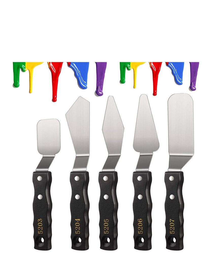 SYOSI Large Painting Knife Set Pallet Knife Set Painting Mixing Scraper Stainless Steel Spatula Palette Knife Oil Painting Accessories Tools for Color Mixing Acrylic Mixing Supplies 5 Pieces - Image 1