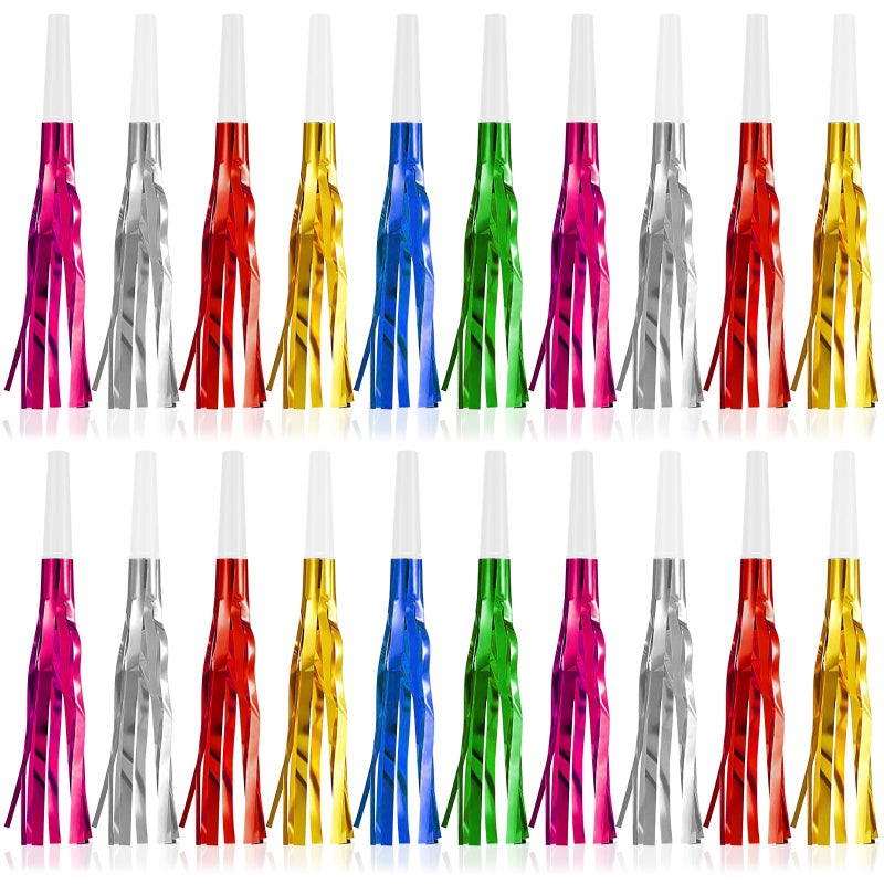 Openfly 48Pcs Happy New Year Noise Makers Colorful New Year Blowouts Whistles Party Favors Metallic Fringed Party Blowers for Birthday Christmas New Years Eve Party Supplies - Image 3
