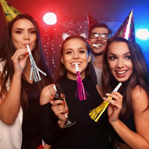 Openfly 48Pcs Happy New Year Noise Makers Colorful New Year Blowouts Whistles Party Favors Metallic Fringed Party Blowers for Birthday Christmas New Years Eve Party Supplies - Image 5