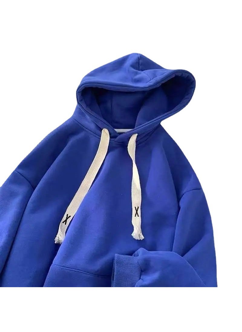 Generic - Mens Casual Klein Blue Hoodie with Drawstring Blue - Image 1