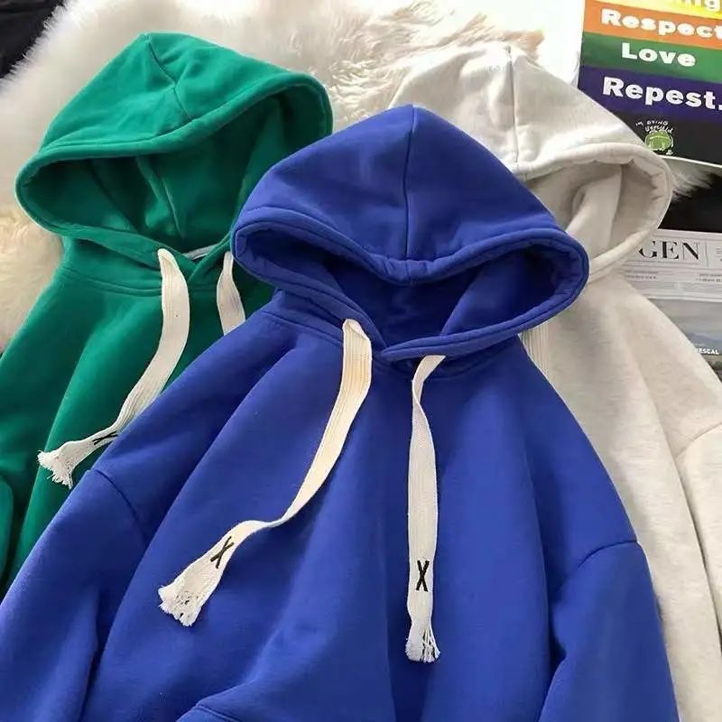 Mens Casual Klein Blue Hoodie with Drawstring Blue - Image 3