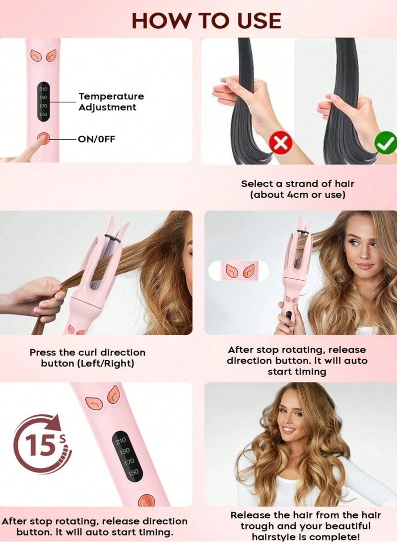 PANDA JOJO Automatic Curling Iron, 28mm Rotating Curling Iron, Four Temperature Levels Can be Selected, Anti-Tangle Rotating Curling Wand for Hair Styling - Image 5