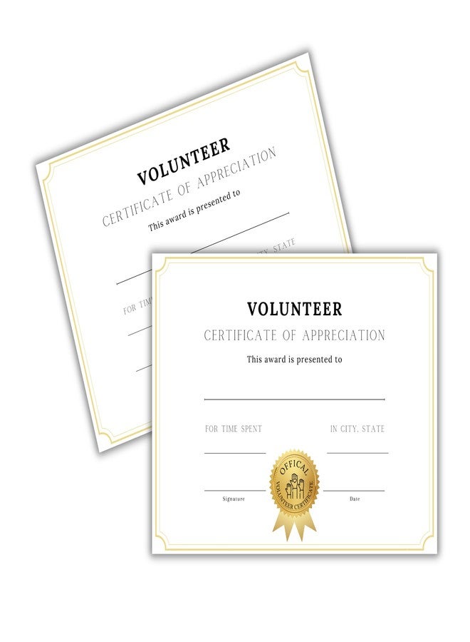 Lashicorn Volunteer Certificate of Appreciation 50pk 8.5x11” Gold White Minimalist Citizenship Hours of Community Service Dogs Elderly - Image 1