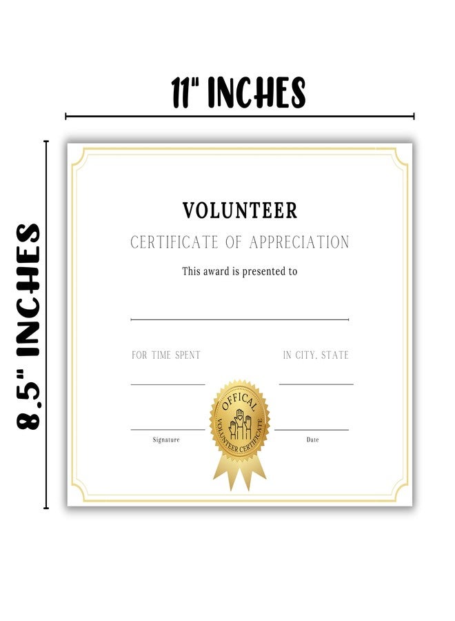 Lashicorn Volunteer Certificate of Appreciation 50pk 8.5x11” Gold White Minimalist Citizenship Hours of Community Service Dogs Elderly - Image 4