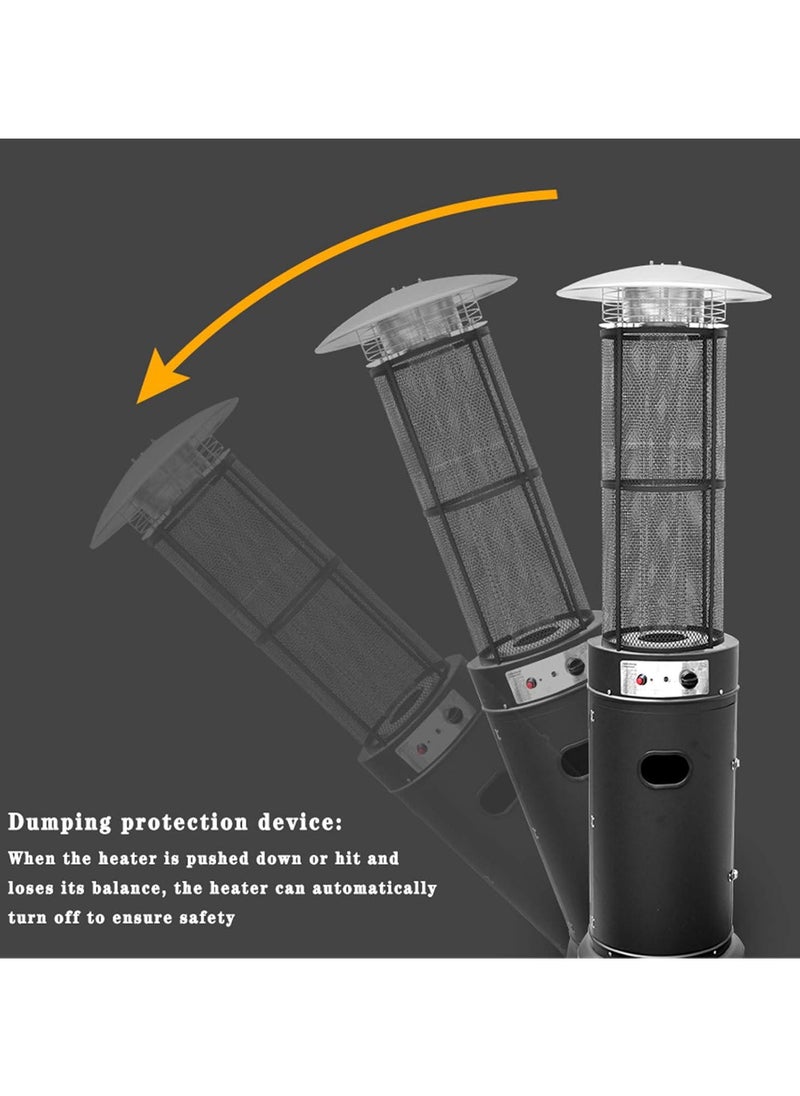 Patio Patio Heater, Black Floorstanding Liquid Outdoor Heater Quartz Glass Tube Patio Heater, Visual Flame Heater  - Image 4