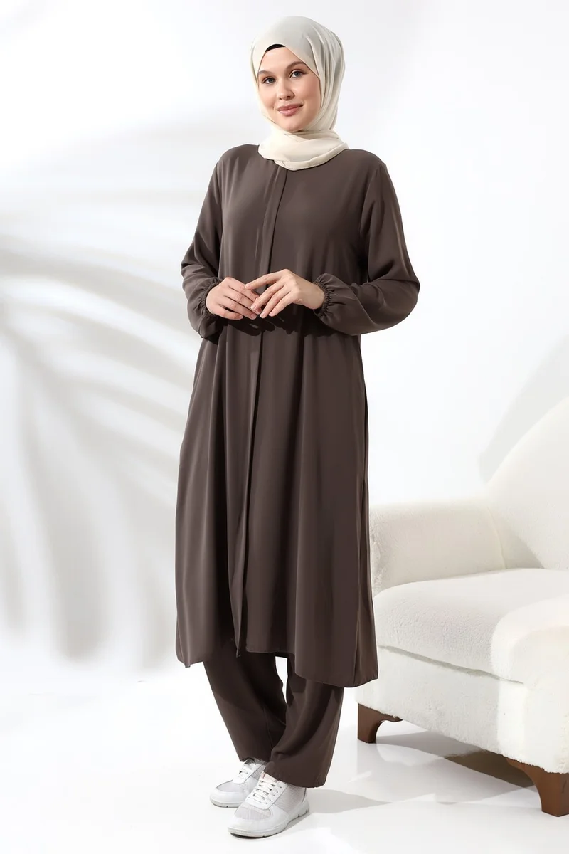ايهفان Ikhwan Women's Hajj and Umrah Outfit Hijab Double Set Milky Brown