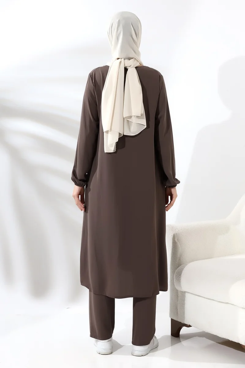 ايهفان Ikhwan Women's Hajj and Umrah Outfit Hijab Double Set Milky Brown
