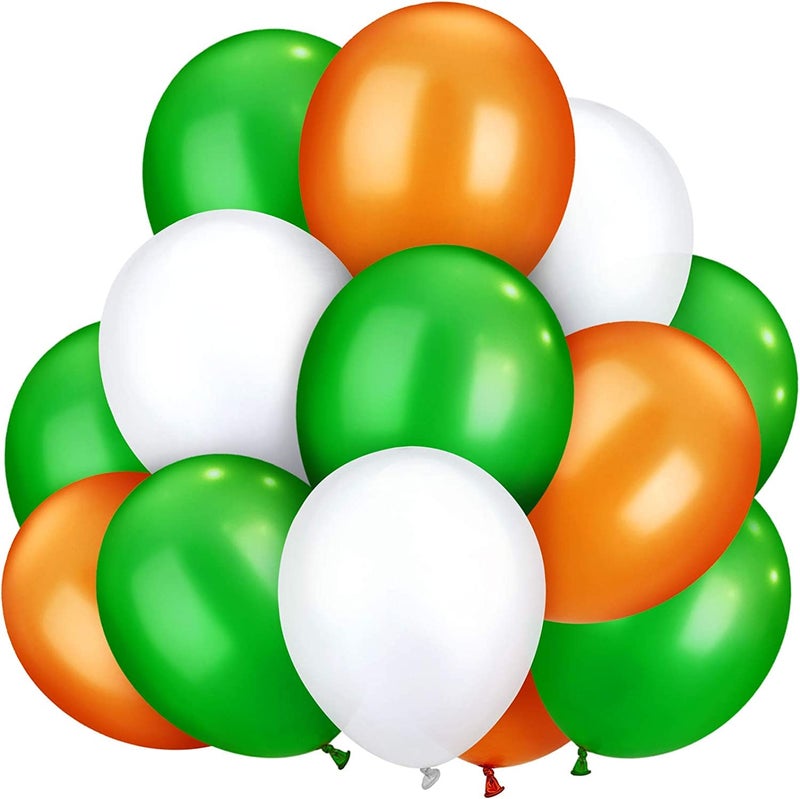 Vail Creations Latex Tri Color Orange White Green Balloons For Decoration Celebration Pack Of 100 - Image 5