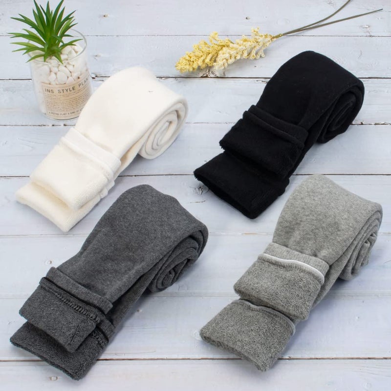 Ehdching 4 Pack Toddler Girls Loop Fleece Leggings Cat Printed Warm Winter Stretchy Pants Trousers Stockings Pantyhose - Image 3