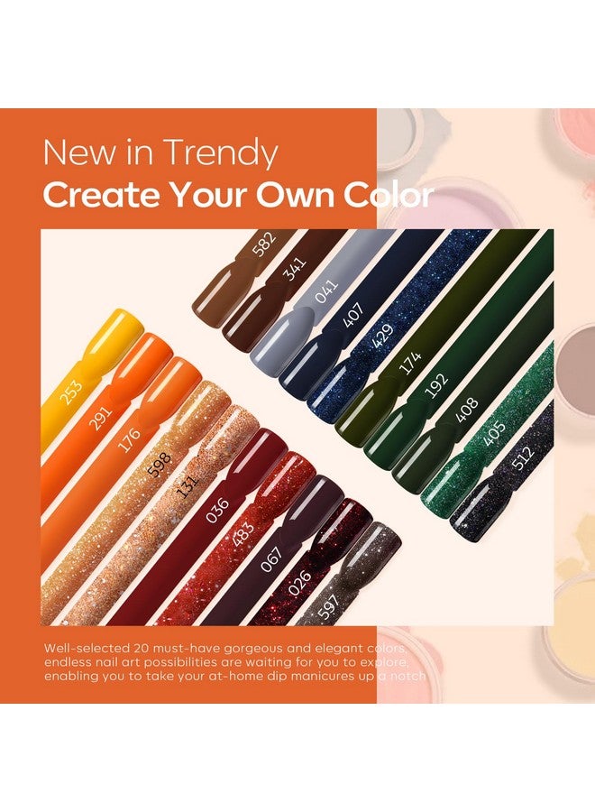 موديل ونز مجموعة بودرة غمس الأظافر من موديلونز، 20 لونًا أحمر وأخضر وبرتقالي، مجموعة بودرة غمس سائلة، منشط أساسي وعلوي لصالونات فن الأظافر الفرنسية، مجموعة اصنعها بنفسك - Image 5
