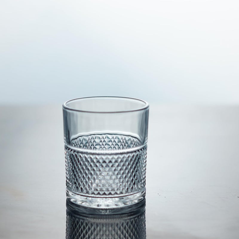 Manraj Manraj Glass Cups Vintage Glassware Set of 6 Origami Style Transparent Cocktail Glasses Set Bar Beverages Ice Coffee Cup Juice Ripple Drinkware 225ml MJ1015  - Image 3