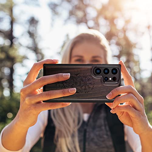 Carveit for Galaxy S23 Ultra Case, Natural Wood Black Soft TPU Protective Cover Compatible with Samsung S23 Ultra, Viking Compass-Blackwood Wood Case | Shockproof, Unique, Classy, Wooden Design - Image 5