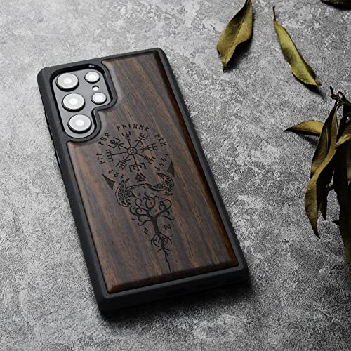 Carveit for Galaxy S23 Ultra Case, Natural Wood Black Soft TPU Protective Cover Compatible with Samsung S23 Ultra, Viking Compass-Blackwood Wood Case | Shockproof, Unique, Classy, Wooden Design - Image 3
